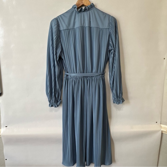 Vintage It’s A Lehigh Blue Accordion Pleated MIDI Dress - Picture 4 of 11